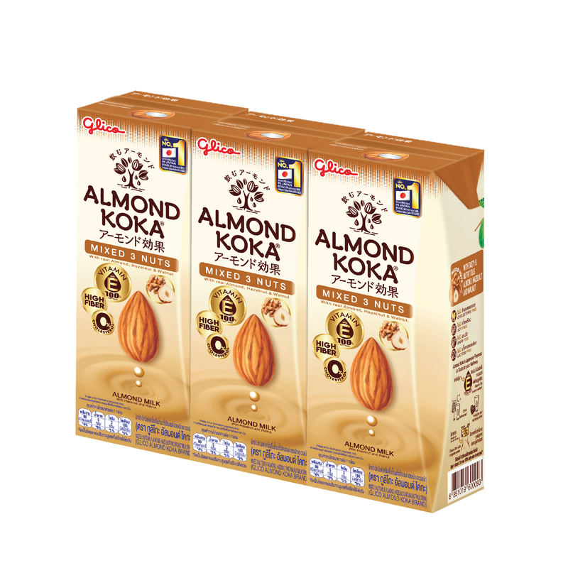 เครื่องดื่มน้ำนมอัลมอนด์สูตรมิกซ์ 3 นัท มิลค์ 180 มล. แพ็ค 3  KOKA Almond Milk Mixed 3 Nuts Packs 3