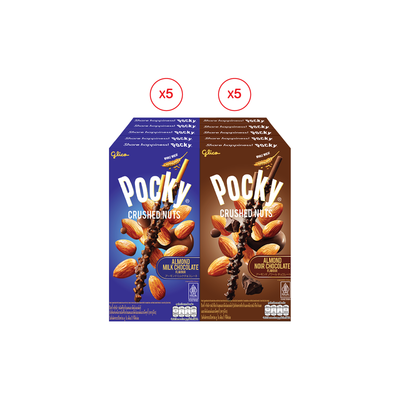 Pocky Crushed Nuts Duo set ป๊อกกี้ ครัช นัท ดูโอ้ เซต (รสมิลค์ช็อกโกแลต x 5 / รสนัวร์ช็อกโกแลต x 5)